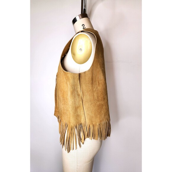 Leather FRINGES Perforates Floral Leather Vest Southwestern Western Unisex S M - Picture 3 of 10
